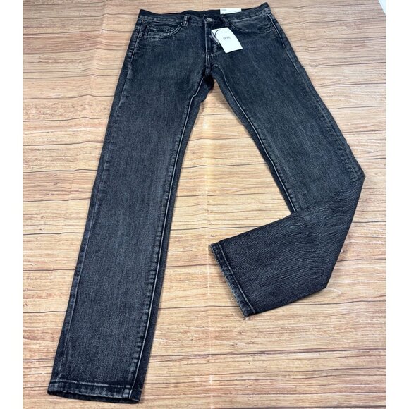 Dope Black Washed Denim Straight Leg Jeans Mens Size 28X32 Cotton Casual Fit - Picture 4 of 13